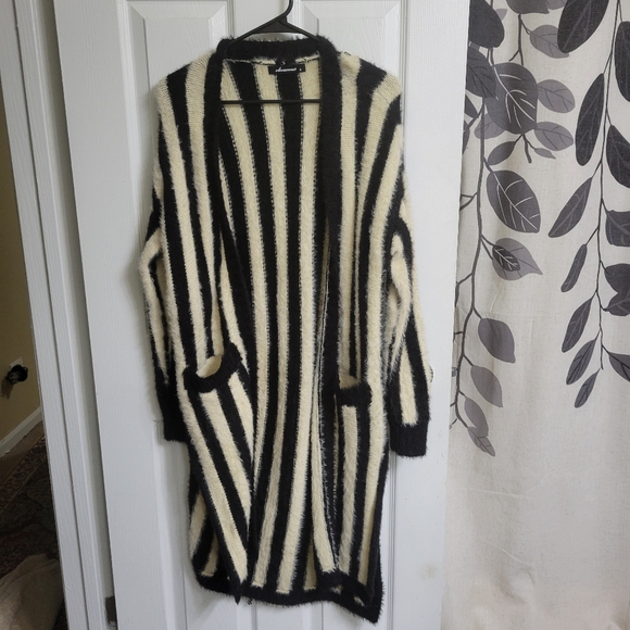 Olivaceous Sweaters - Olivaceous Y2K Whimsigoth Chenille Fuzzy Striped Cardigan
